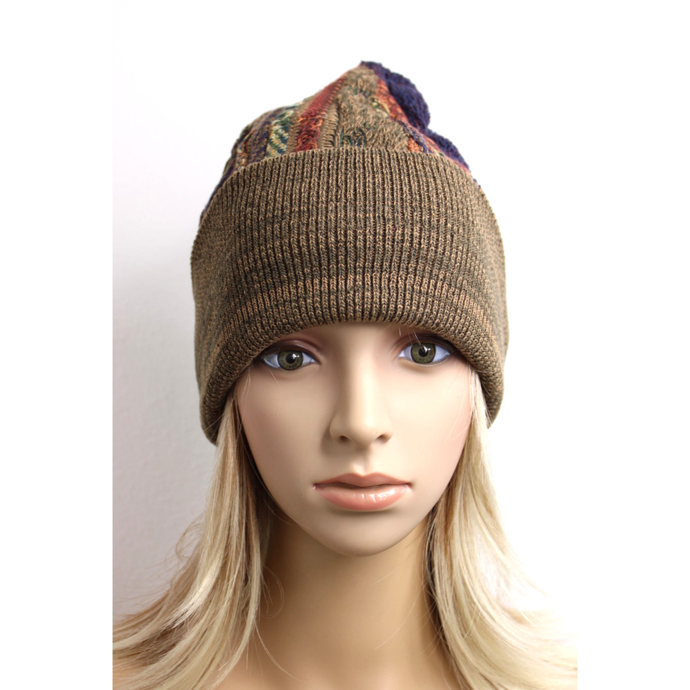 Vintage 90s Cellini Collezione Sweater Beanie Hat Knit 3D Abstract